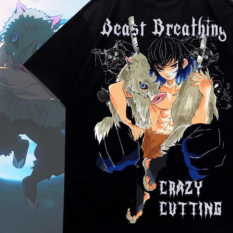 Tee Graphic Print - 1. White:Demon Slayer Inosuke Double Sided