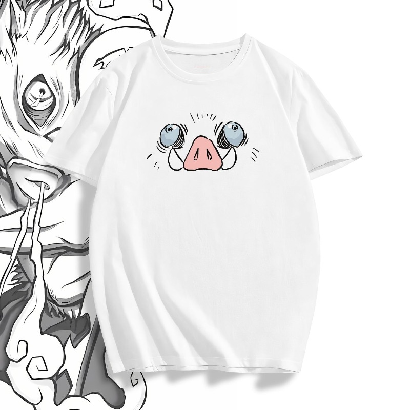 1. White:Demon Slayer Inosuke  - огляд і ціна Tee Graphic Print