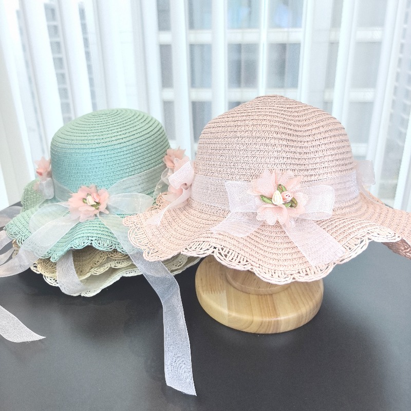 Girls 2pcs Straw Hat Solid Col - огляд і ціна Bucket Hat Straw