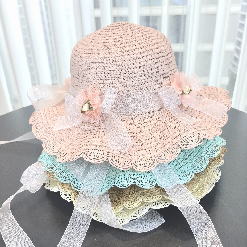 Girls 2pcs Straw Hat Solid Col - огляд і ціна Bucket Hat Straw